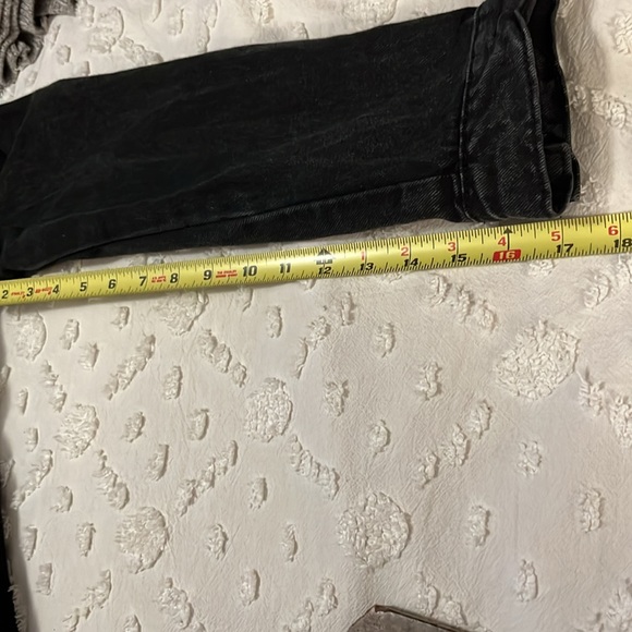 Black Denim Jean Distressed Trucker Jacket Sz L - Picture 8 of 8